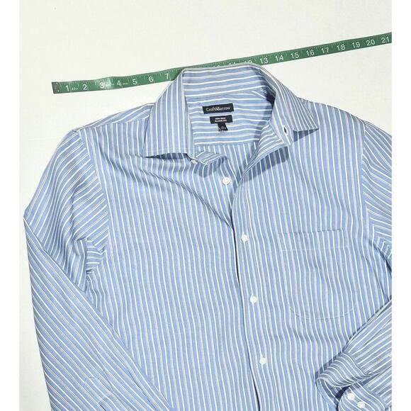 Croft & Barrow Men's Classic Fit Non-Iron Cotton Blue & White Stripes 15 32/33 - Picture 6 of 15